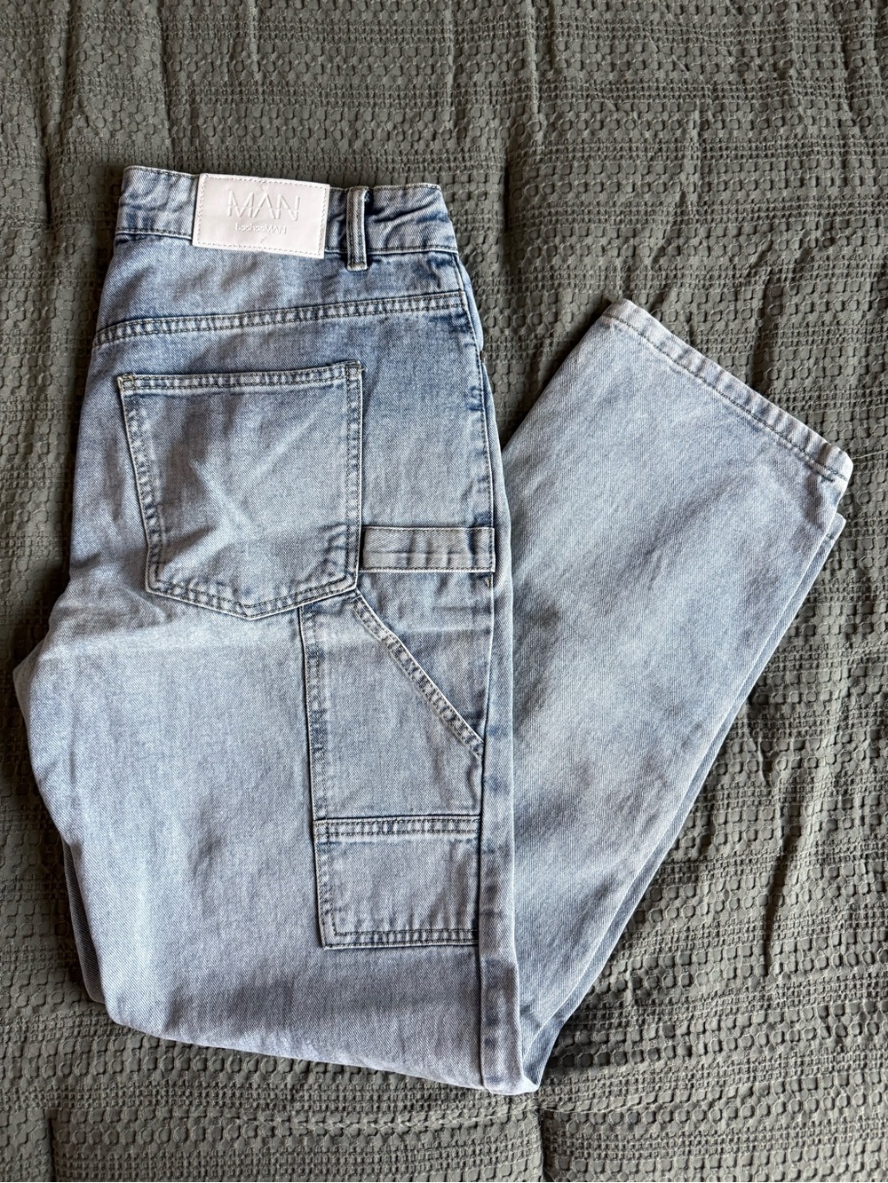 Boohoo Men's Light Blue Relaxed Carpenter Jeans